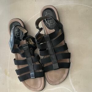 Life Stride Simply Comfort Sandals Size 8.5 Black Slingback Wedge Comfort